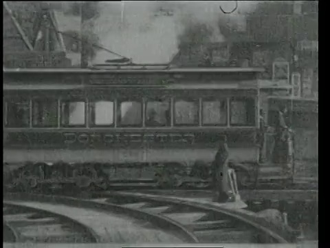 1901年12月16日，POV有轨电车在建设期间通过波士顿地铁，美国马萨诸塞州波士顿视频下载