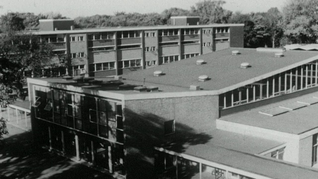 1962年荷兰公园学校/肯辛顿蒙太奇室内外设计，英国伦敦视频下载