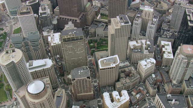 航空滨水建筑，市中心天际线和屋顶/波士顿，马萨诸塞州，美国视频下载