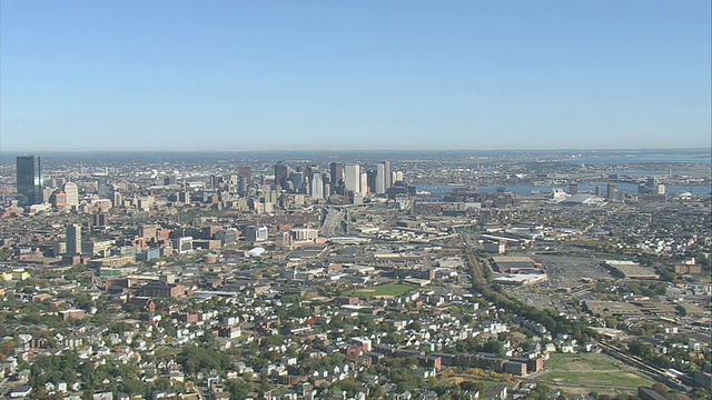 空中城市天际线，南波士顿区，港口/波士顿，马萨诸塞州，美国视频下载