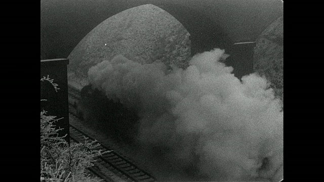 火车工程师驾驶一列高速行驶的蒸汽火车穿过隧道/英国视频下载