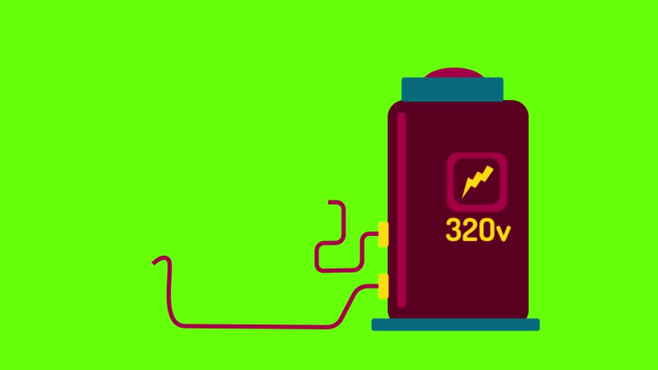 在绿色屏幕背景上的能源的动画视频下载