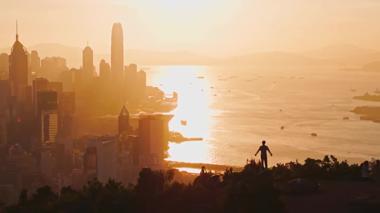 香港维多利亚港航拍视频下载